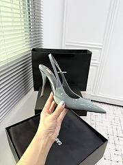 Fortok Saint Laurent Blade Pointed-Toe Slingback Pumps Patent Misty Teal 10.5cm - 5