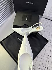 Fortok Saint Laurent Blade Pointed-Toe Slingback Pumps Patent White 10.5cm - 6