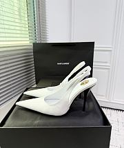 Fortok Saint Laurent Blade Pointed-Toe Slingback Pumps Patent White 10.5cm - 5