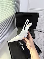 Fortok Saint Laurent Blade Pointed-Toe Slingback Pumps Patent White 10.5cm - 4