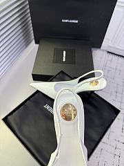 Fortok Saint Laurent Blade Pointed-Toe Slingback Pumps Patent White 10.5cm - 3
