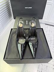 Fortok Saint Laurent Blade Pointed-Toe Slingback Pumps Patent Black 10.5cm - 1