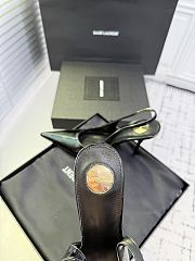 Fortok Saint Laurent Blade Pointed-Toe Slingback Pumps Patent Black 10.5cm - 6