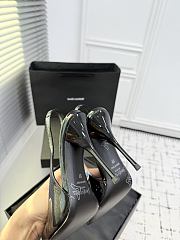 Fortok Saint Laurent Blade Pointed-Toe Slingback Pumps Patent Black 10.5cm - 3