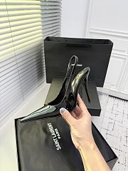 Fortok Saint Laurent Blade Pointed-Toe Slingback Pumps Patent Black 10.5cm - 5