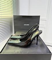 Fortok Saint Laurent Blade Pointed-Toe Slingback Pumps Patent Black 10.5cm - 2