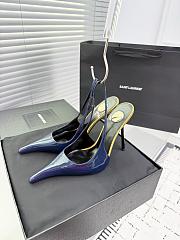 Fortok Saint Laurent AMALIA slingback pumps in patent leather Blue 11cm - 6