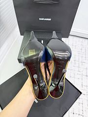 Fortok Saint Laurent AMALIA slingback pumps in patent leather Blue 11cm - 5