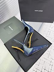 Fortok Saint Laurent AMALIA slingback pumps in patent leather Blue 11cm - 4
