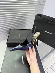 Fortok Saint Laurent AMALIA slingback pumps in patent leather Blue 11cm - 3