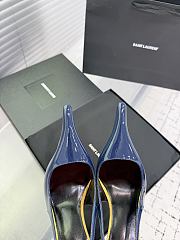 Fortok Saint Laurent AMALIA slingback pumps in patent leather Blue 11cm - 2