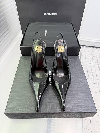 Fortok Saint Laurent AMALIA slingback pumps in patent leather Black 11cm