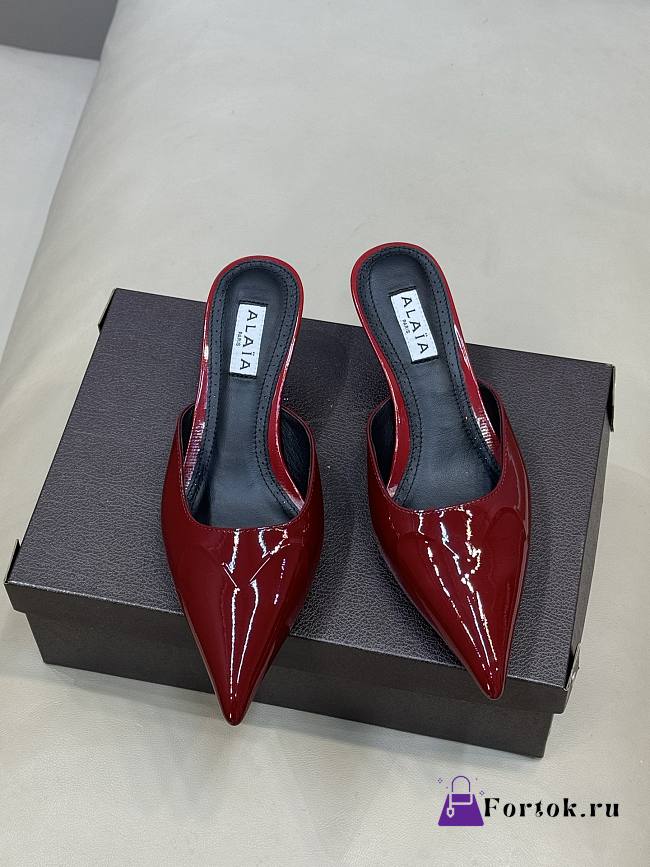 Fortok Alaïa Le Coeur Heart mules Patent Red - 1