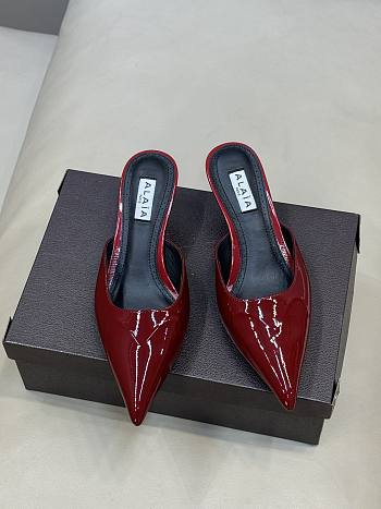 Fortok Alaïa Le Coeur Heart mules Patent Red