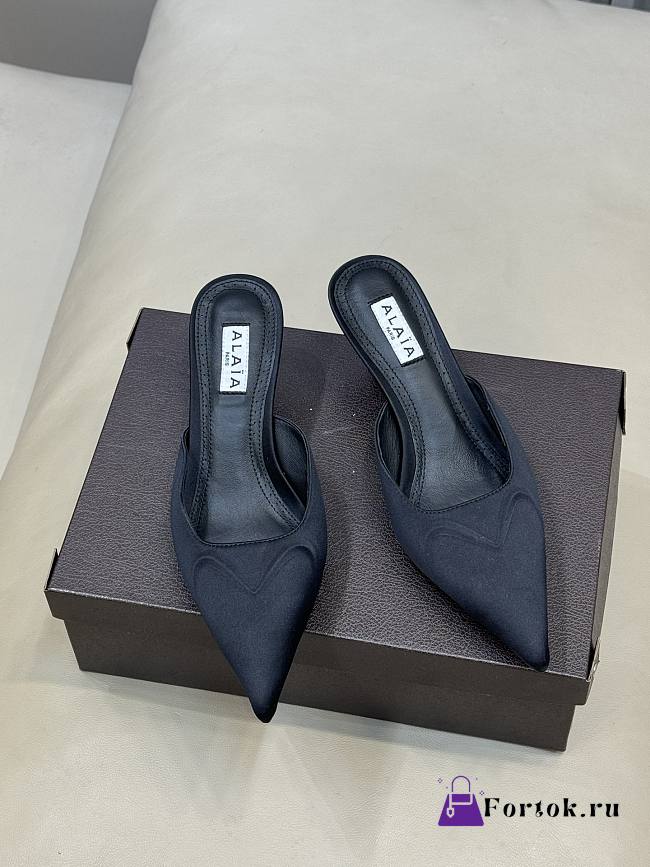 Fortok Alaïa Le Coeur Heart mules Suede Black - 1