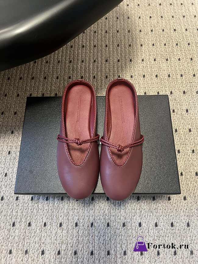 Fortok Bottega Veneta Knot Leather Mules Rouge 1cm - 1