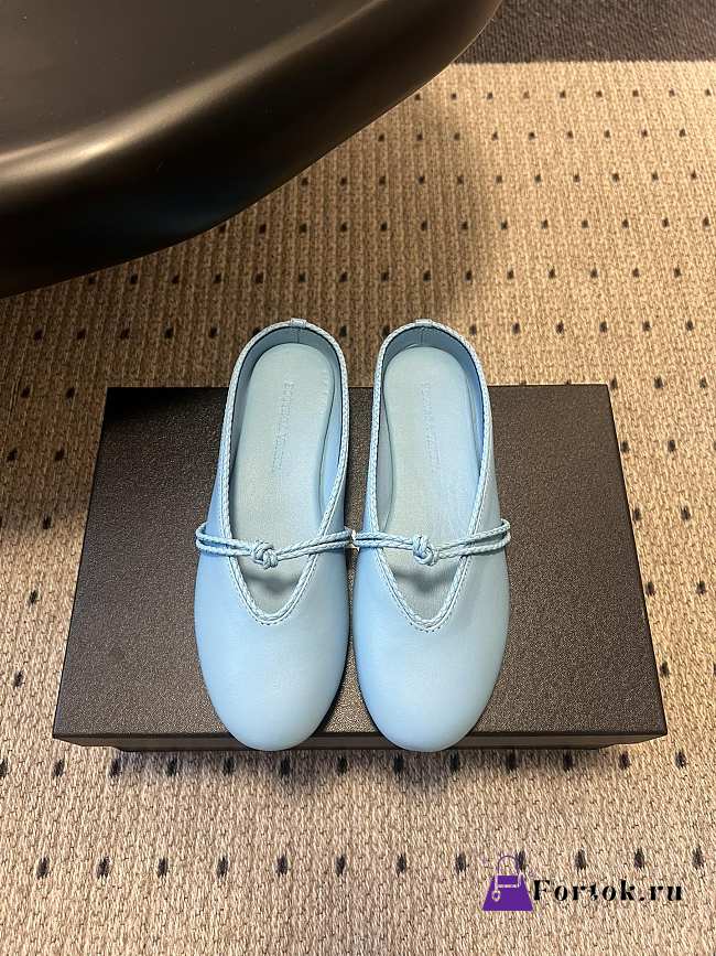 Fortok Bottega Veneta Knot Leather Mules Blue 1cm - 1