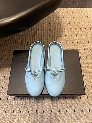 Fortok Bottega Veneta Knot Leather Mules Blue 1cm - 1