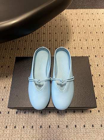 Fortok Bottega Veneta Knot Leather Mules Blue 1cm