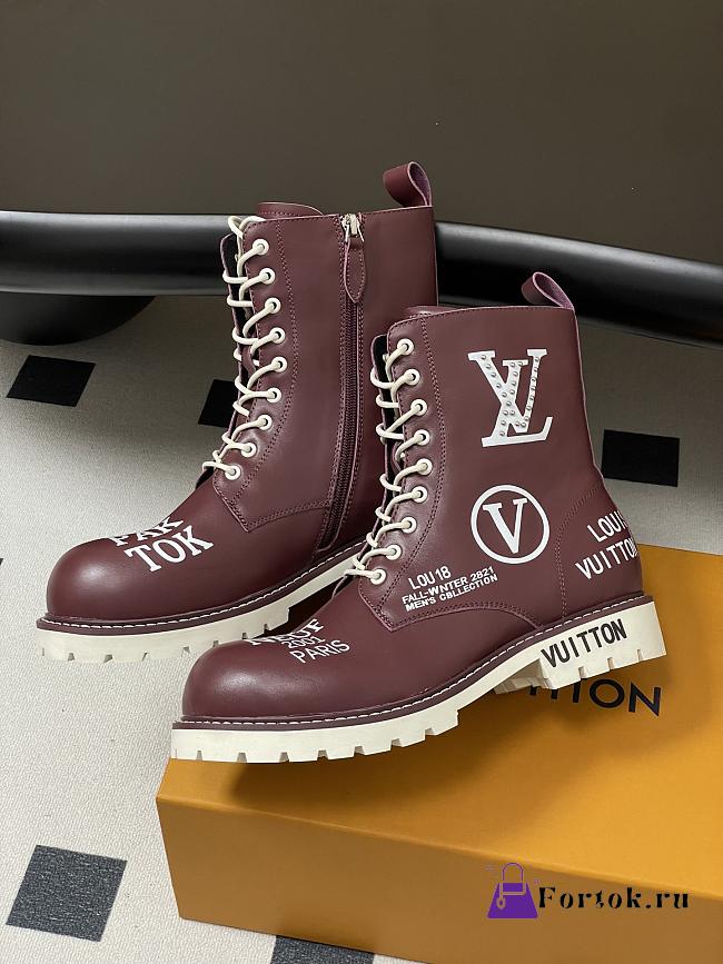Fortok Louis Vuitton Illusion Ankle Boots Burgundy - 1