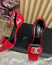 Fortok Saint Laurent patent leather ankle strap Black Heels Red 11cm - 4