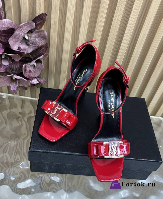 Fortok Saint Laurent patent leather ankle strap Black Heels Red 11cm - 1