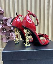 Fortok Saint Laurent patent leather ankle strap Gold Heels Red 11cm - 4