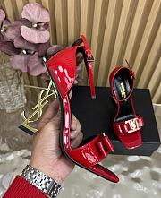 Fortok Saint Laurent patent leather ankle strap Gold Heels Red 11cm - 6