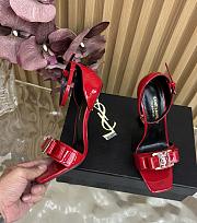 Fortok Saint Laurent patent leather ankle strap Gold Heels Red 11cm - 2