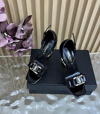 Fortok Saint Laurent patent leather ankle strap Heels Black 11cm