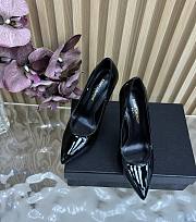 Fortok SAINT LAURENT PARIS-CASSANDRA Pointed Patent Gold Heels Black 11cm - 1