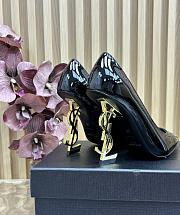 Fortok SAINT LAURENT PARIS-CASSANDRA Pointed Patent Gold Heels Black 11cm - 6