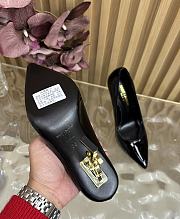 Fortok SAINT LAURENT PARIS-CASSANDRA Pointed Patent Gold Heels Black 11cm - 4