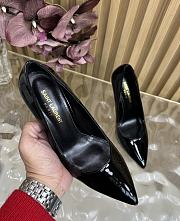 Fortok SAINT LAURENT PARIS-CASSANDRA Pointed Patent Gold Heels Black 11cm - 3