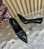 Fortok SAINT LAURENT PARIS-CASSANDRA Pointed Patent Black Heels Black 11cm - 2