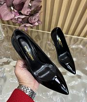 Fortok SAINT LAURENT PARIS-CASSANDRA Pointed Patent Silver Heels Black 11cm - 5
