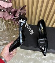 Fortok SAINT LAURENT PARIS-CASSANDRA Pointed Patent Silver Heels Black 11cm - 4