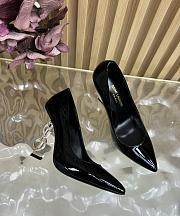 Fortok SAINT LAURENT PARIS-CASSANDRA Pointed Patent Silver Heels Black 11cm - 3