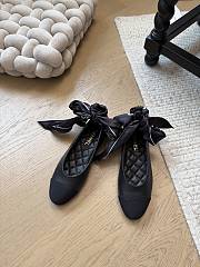 Fortok Chanel bow cap toe flats Black - 1