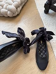 Fortok Chanel bow cap toe flats Black - 4