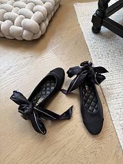 Fortok Chanel bow cap toe flats Black - 2