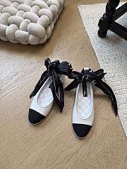 Fortok Chanel bow cap toe flats White - 1