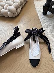 Fortok Chanel bow cap toe flats White - 5