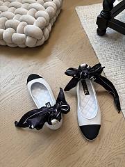 Fortok Chanel bow cap toe flats White - 3