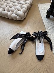 Fortok Chanel bow cap toe flats White - 2