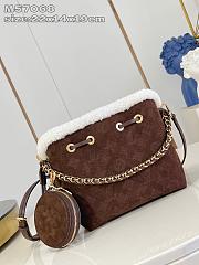 Fortok Louis Vuitton Bella Mahina Suede Leather Dark Brown 22 x 14 x 19cm - 1