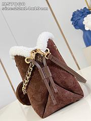 Fortok Louis Vuitton Bella Mahina Suede Leather Dark Brown 22 x 14 x 19cm - 6
