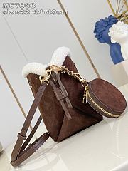 Fortok Louis Vuitton Bella Mahina Suede Leather Dark Brown 22 x 14 x 19cm - 4