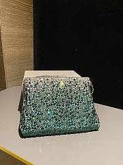 Fortok Jimmy Choo Beaded Clutch Bag Green 26×20×3cm - 1