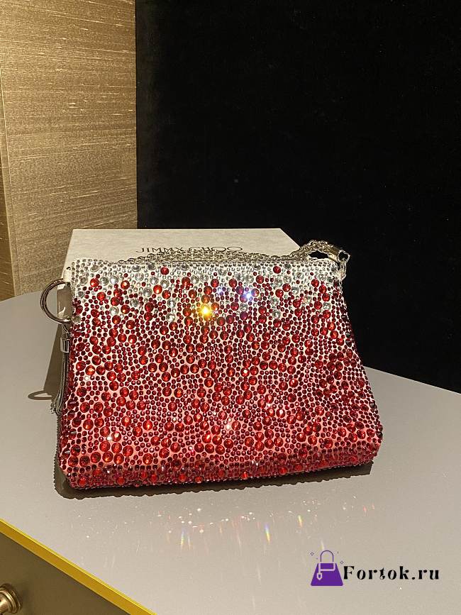 Fortok Jimmy Choo Beaded Clutch Bag Red 26×20×3cm - 1